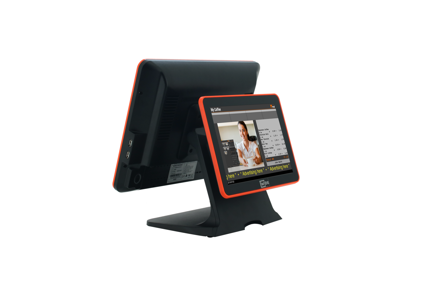 Pack Pos 1525D Noir/Orange - Pack caisse enregistreuse tactile avec logiciel performant, imprimante et tiroir caisse